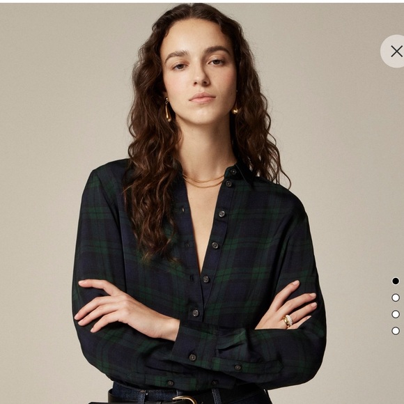 Jcrew Drapey button-up shirt in Black Watch tartan - Picture 3 of 4